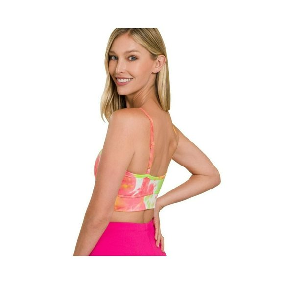 Zenana‎ NEW NEON Tye DYE Padded Athletic Bra - Picture 3 of 3